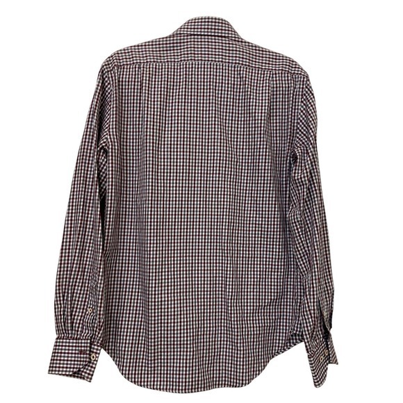 Lorenzo Uomo Trim Fit 15.5 34/35 White Gray Red Check Gingham Button Front Shirt - Picture 7 of 11